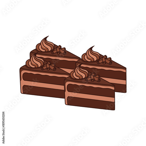 Wallpaper Mural Four Delicious Chocolate Cake Slices Vector Illustration Torontodigital.ca