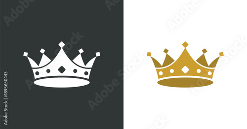 Two ornate crowns displayed side by side one white and one gold