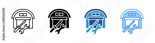 Warehouse icon set multiple style collection