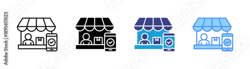 Merchant icon set multiple style collection