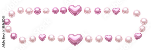 A beautiful pink heart and pearl design on transparent background