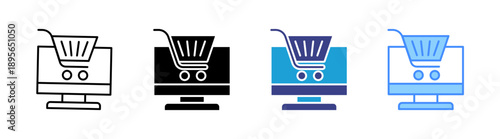 Online Shop icon set multiple style collection