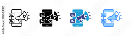 Mobile Marketing icon set multiple style collection