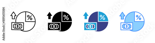 Profit Margin icon set multiple style collection