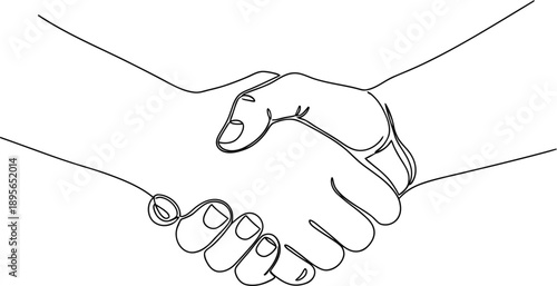 Handshake between two people illustrated in simple line art