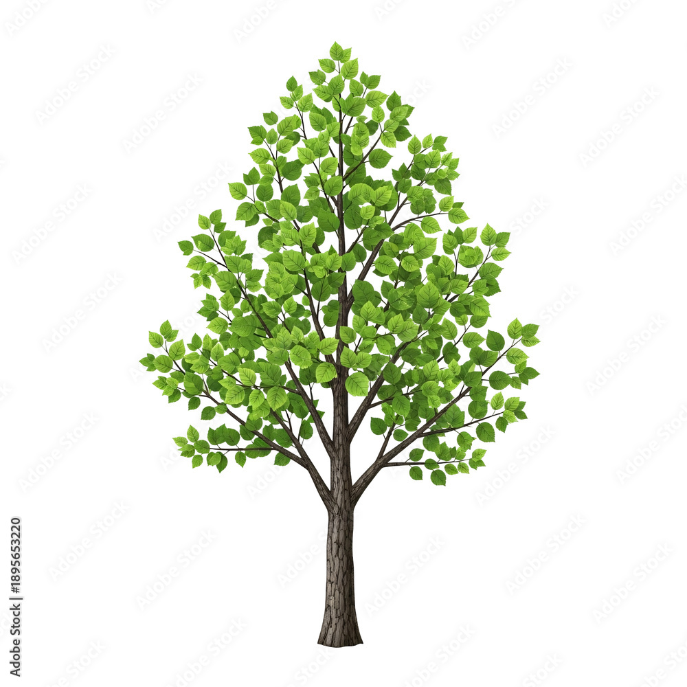 Obraz premium Vibrant Green Tree With Lush Foliage Standalone Illustration.