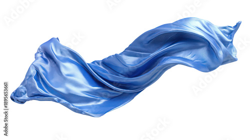 A flowing blue fabric on transparent background