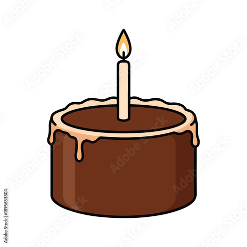 Wallpaper Mural Chocolate Birthday Cake with Candle Simple Vector Icon Torontodigital.ca