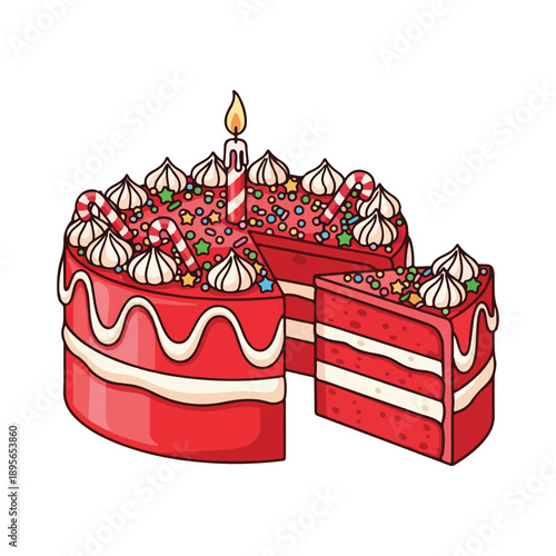 Wallpaper Mural Red Birthday Cake Slice Cutout Cartoon Vector Illustration Torontodigital.ca