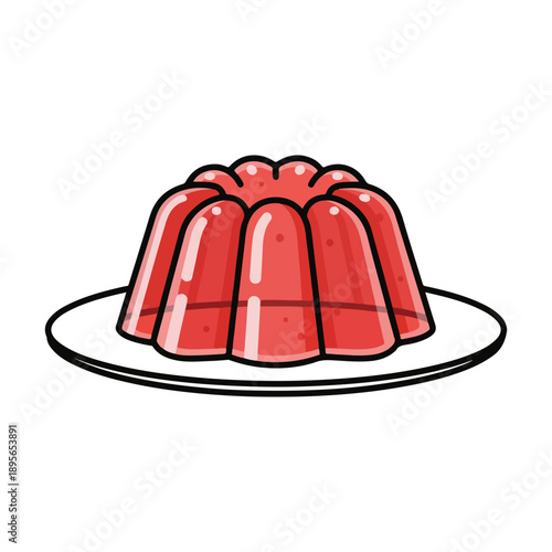 Wallpaper Mural Red Jelly Pudding Dessert Cartoon Illustration Torontodigital.ca