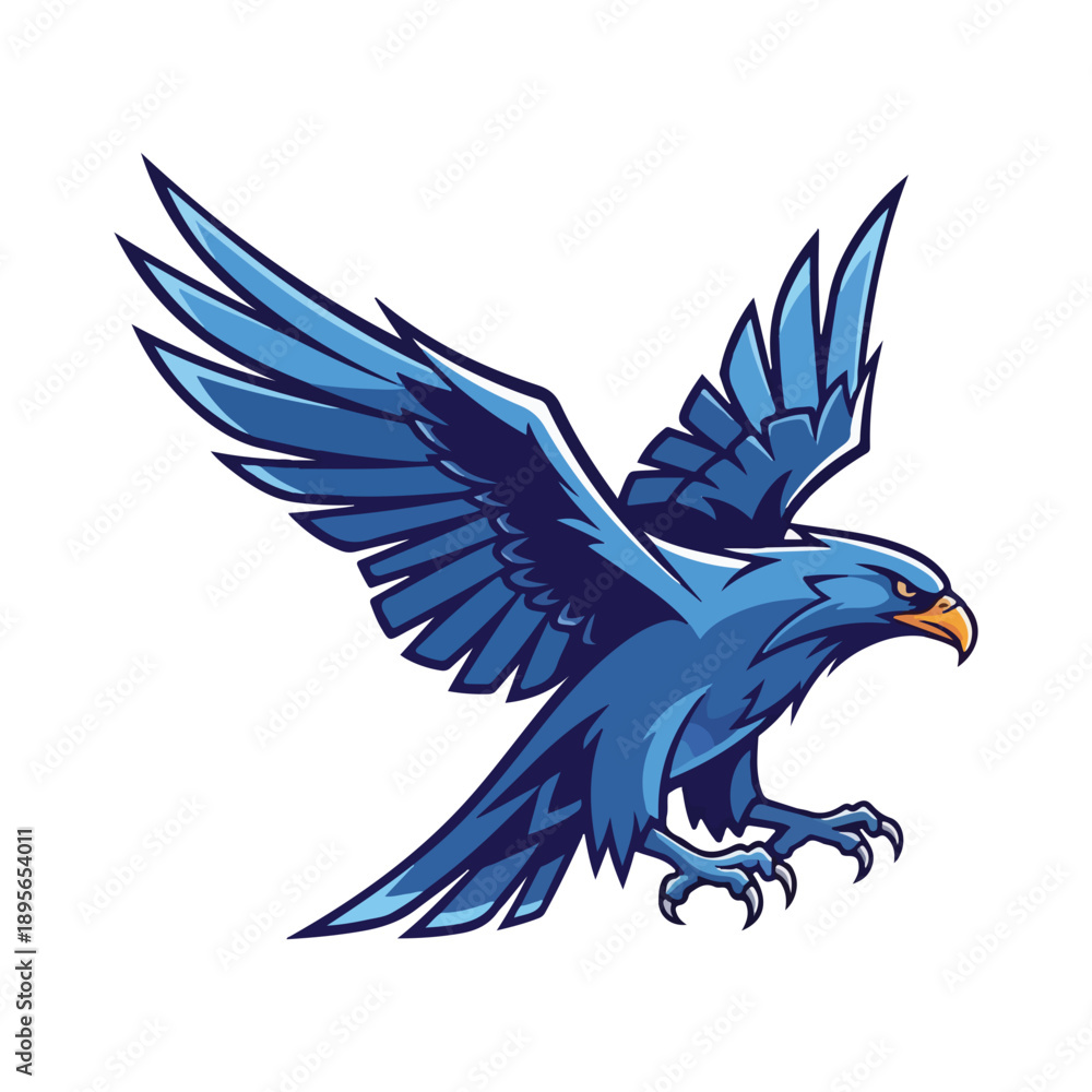 Obraz premium Blue Eagle Mascot Striking Dynamic Raptor Design Vector Graphic