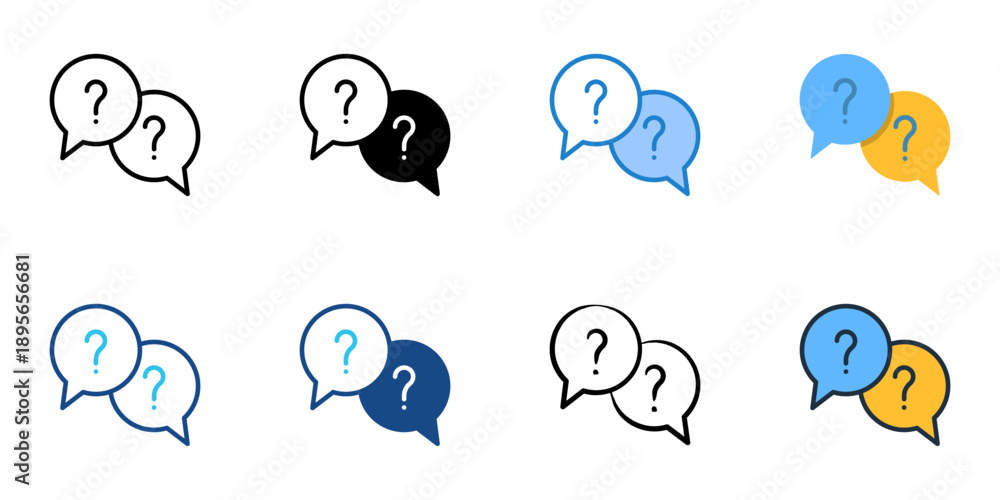 Naklejka premium FAQ access icons set multiple style collection. Editable stroke 