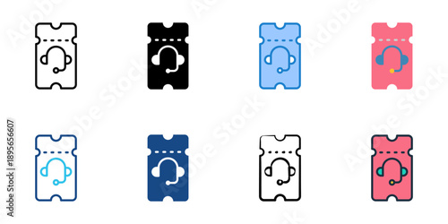 Support ticket icons set multiple style collection. Editable stroke 
