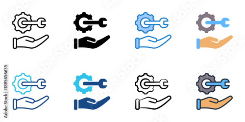Service request icons set multiple style collection. Editable stroke 
