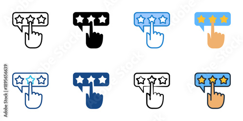 Satisfaction rating icons set multiple style collection. Editable stroke 
