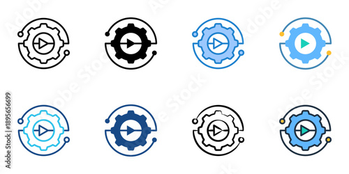 Support automation icons set multiple style collection. Editable stroke 
