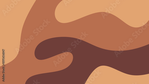 Minimalist boho abstract background with earth tone waves. Abstract earth tone camouflage pattern. Brown and beige organic liquid blobs vector illustration.