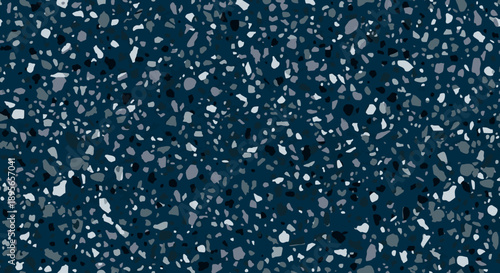 Dark teal terrazzo pattern with scattered light and dark inclusions.
