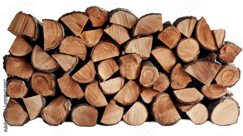 Pile of neatly stacked firewood logs for heating