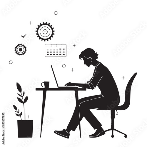 Black web development Silhouette Vector, High Quality Illustration on White Background