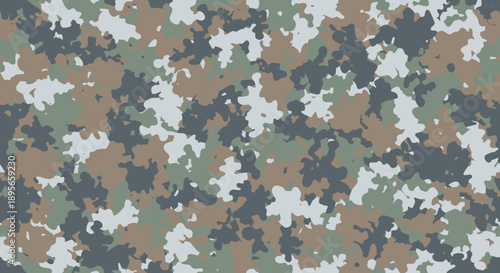 Abstract camouflage pattern with irregular shapes and earthy tones