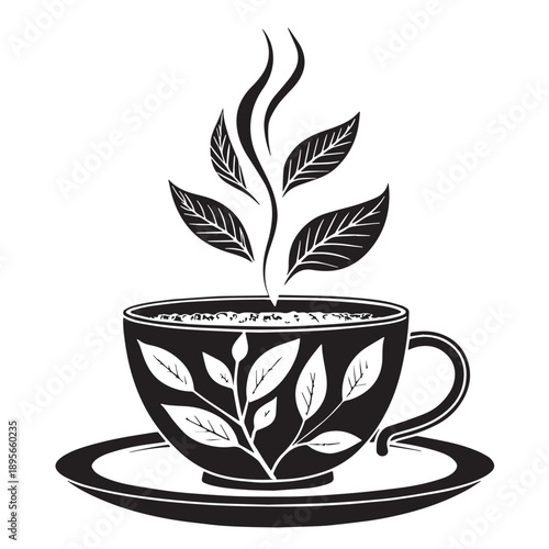 Black Herbal Tea on Table Silhouette Vector, High Quality Illustration on White Background