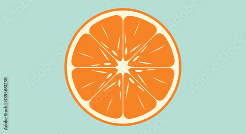 Minimalist Illustration of an Orange Slice with Bright Colors and Simple Design