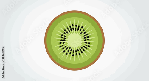 Close-up of a sliced kiwi fruit showcasing vibrant green flesh and black seeds