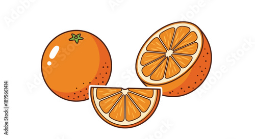 Fresh and Juicy Orange Fruits Illustration for Healthy Snack Concepts