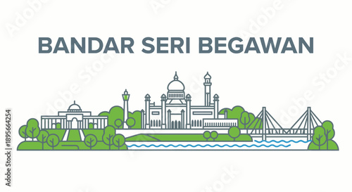 Bandar Seri Begawan Brunei capital skyline vector illustration