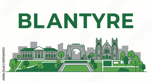 Blantyre Malawi city skyline landmarks vector illustration