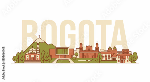 Bogota Colombia city skyline landmarks vector illustration