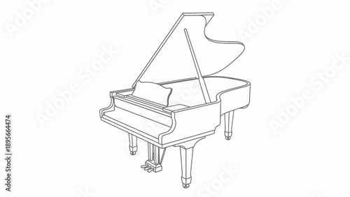 Grand piano with open lid and pedals