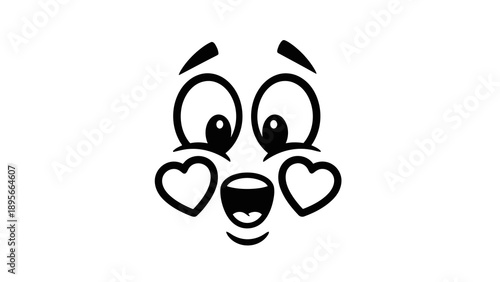 Cartoon face with heart shaped cheeks and smiling expression