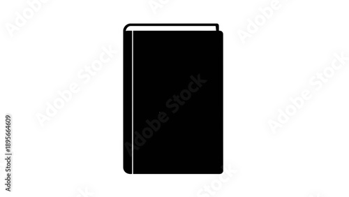Closed black book on white background