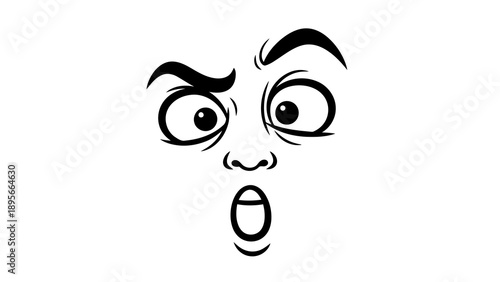 Surprised face with wide eyes and open mouth
