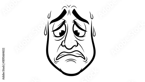 Frustrated man with sweat droplets on face