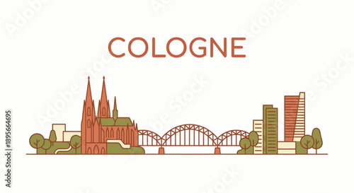 Cologne city skyline landmark vector illustration