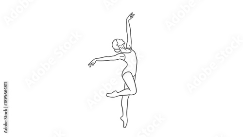 Elegant dancer in mid performance with simple line art