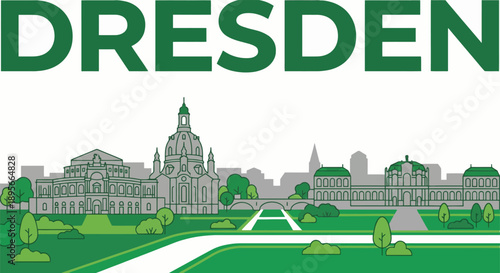 Dresden Germany skyline with famous landmarks vector illustration