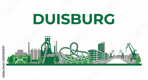 Duisburg Germany skyline with industrial landmarks vector illustration