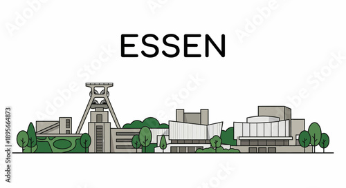 Essen city skyline with landmarks vector illustration