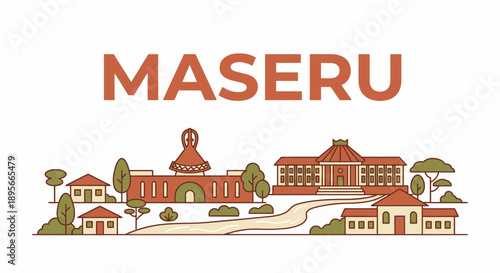 Maseru city skyline with famous landmarks vector illustration