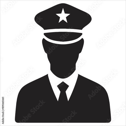 Police Officer Silhouette Security Guard Icon Law Enforcement Vector Portrait