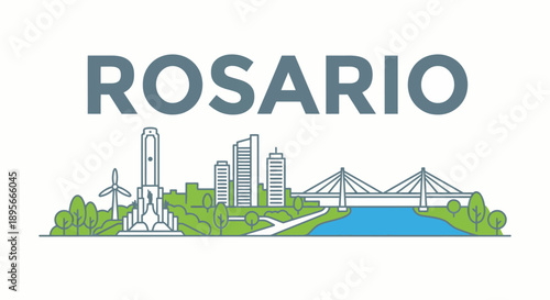 Rosario Argentina city skyline with landmarks vector illustration