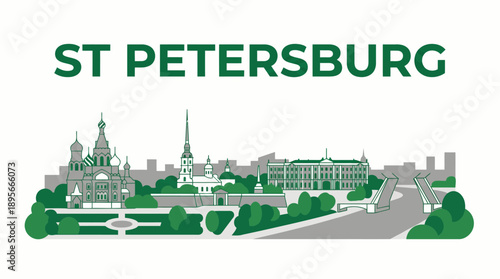 Saint Petersburg city skyline and landmarks vector illustration