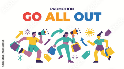 People Shopping with Bags in a Vibrant Environment for Marketing Campaign