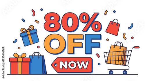 Massive Sale Event, Shopping Deals, Online Store, Promotional Graphic, Festive Environment, Eye-Catching Design