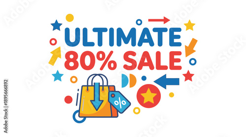 Massive 80% Sale Event on Stylish Products, Online Retail, Graphic Design, Colorful Theme