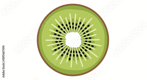 Close-up illustration of a sliced kiwi fruit showing detailed interior with seeds and vibrant